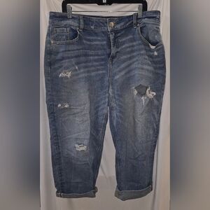 Lane Bryant Distressed Dark Blue Boyfriend Jeans Size 14